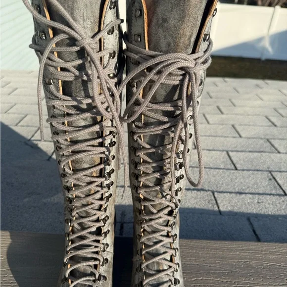 Freebird Gray Lace-Up Boots - Picture 2 of 11